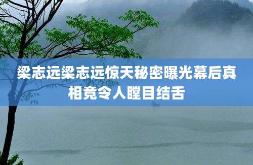 梁志远梁志远惊天秘密曝光幕后真相竟令人瞠目结舌