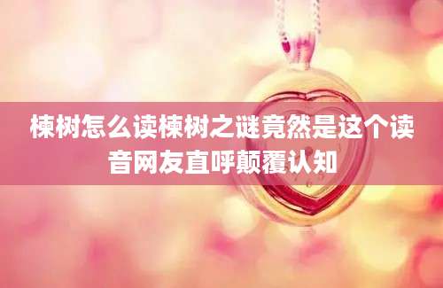楝树怎么读楝树之谜竟然是这个读音网友直呼颠覆认知