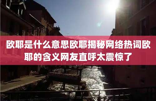 欧耶是什么意思欧耶揭秘网络热词欧耶的含义网友直呼太震惊了
