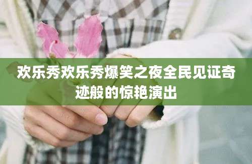 欢乐秀欢乐秀爆笑之夜全民见证奇迹般的惊艳演出