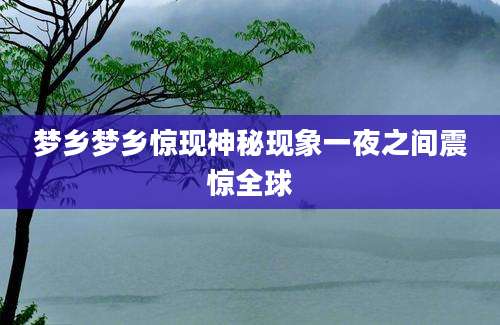 梦乡梦乡惊现神秘现象一夜之间震惊全球