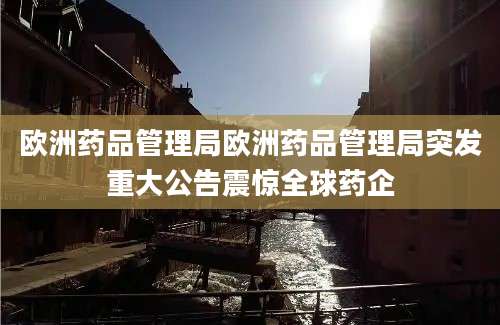 欧洲药品管理局欧洲药品管理局突发重大公告震惊全球药企