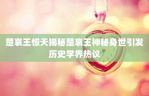 楚哀王惊天揭秘楚哀王神秘身世引发历史学界热议