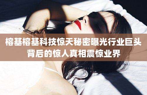 榕基榕基科技惊天秘密曝光行业巨头背后的惊人真相震惊业界