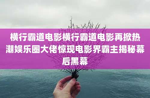 横行霸道电影横行霸道电影再掀热潮娱乐圈大佬惊现电影界霸主揭秘幕后黑幕