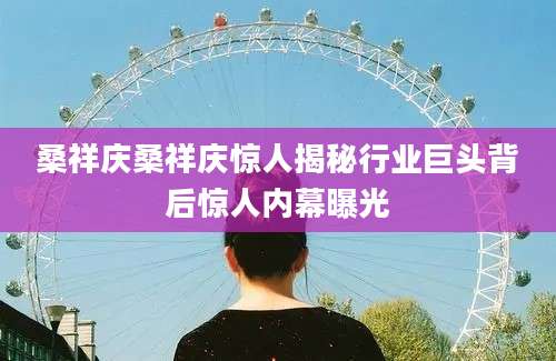 桑祥庆桑祥庆惊人揭秘行业巨头背后惊人内幕曝光