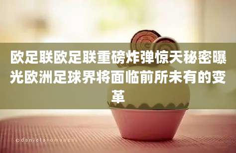 欧足联欧足联重磅炸弹惊天秘密曝光欧洲足球界将面临前所未有的变革