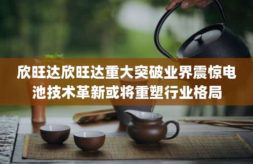 欣旺达欣旺达重大突破业界震惊电池技术革新或将重塑行业格局