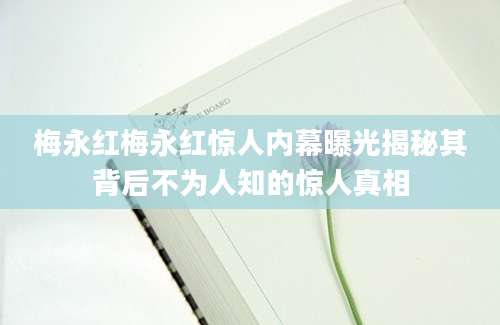梅永红梅永红惊人内幕曝光揭秘其背后不为人知的惊人真相