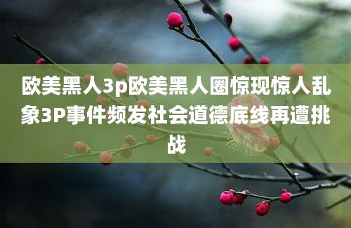 欧美黑人3p欧美黑人圈惊现惊人乱象3P事件频发社会道德底线再遭挑战