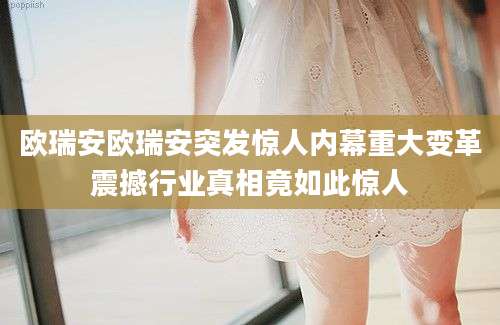 欧瑞安欧瑞安突发惊人内幕重大变革震撼行业真相竟如此惊人