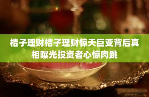 桔子理财桔子理财惊天巨变背后真相曝光投资者心惊肉跳