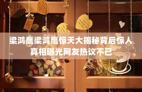 梁鸿鹰梁鸿鹰惊天大揭秘背后惊人真相曝光网友热议不已