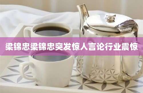 梁锦忠梁锦忠突发惊人言论行业震惊
