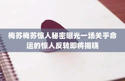 梅苏梅苏惊人秘密曝光一场关乎命运的惊人反转即将揭晓