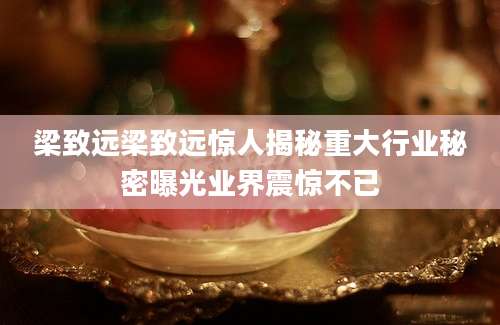 梁致远梁致远惊人揭秘重大行业秘密曝光业界震惊不已