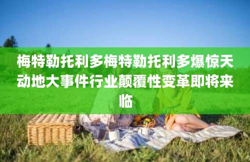 梅特勒托利多梅特勒托利多爆惊天动地大事件行业颠覆性变革即将来临