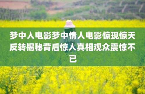 梦中人电影梦中情人电影惊现惊天反转揭秘背后惊人真相观众震惊不已