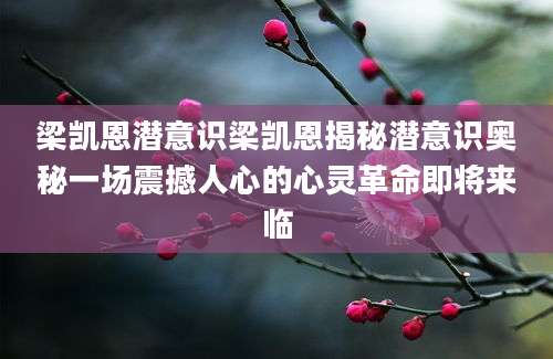 梁凯恩潜意识梁凯恩揭秘潜意识奥秘一场震撼人心的心灵革命即将来临