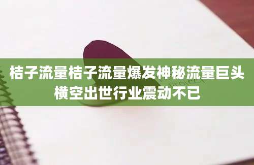 桔子流量桔子流量爆发神秘流量巨头横空出世行业震动不已