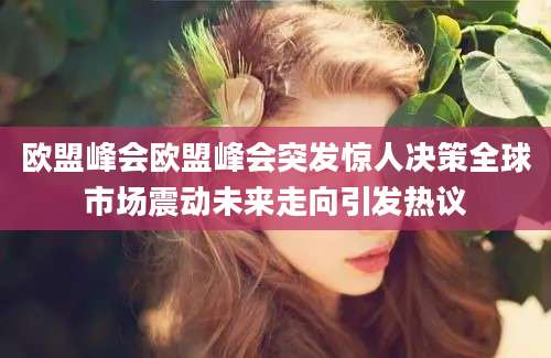 欧盟峰会欧盟峰会突发惊人决策全球市场震动未来走向引发热议