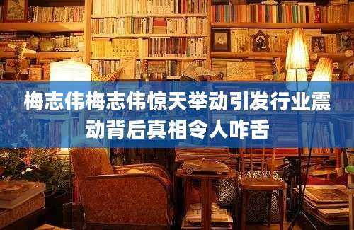 梅志伟梅志伟惊天举动引发行业震动背后真相令人咋舌