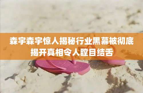 森宇森宇惊人揭秘行业黑幕被彻底揭开真相令人瞠目结舌