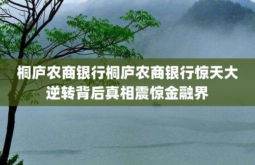 桐庐农商银行桐庐农商银行惊天大逆转背后真相震惊金融界