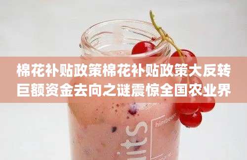 棉花补贴政策棉花补贴政策大反转巨额资金去向之谜震惊全国农业界
