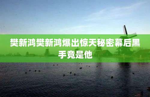 樊新鸿樊新鸿爆出惊天秘密幕后黑手竟是他