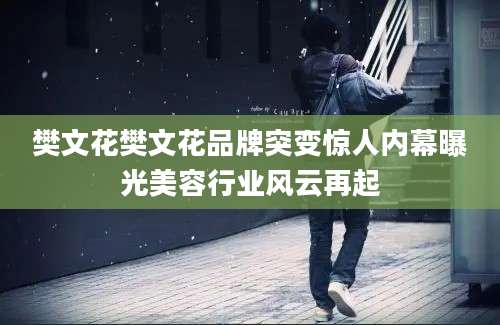 樊文花樊文花品牌突变惊人内幕曝光美容行业风云再起