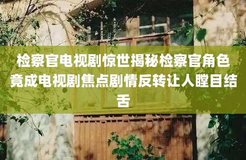 检察官电视剧惊世揭秘检察官角色竟成电视剧焦点剧情反转让人瞠目结舌
