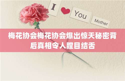 梅花协会梅花协会爆出惊天秘密背后真相令人瞠目结舌