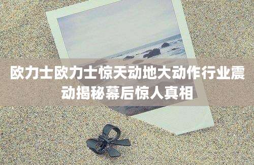 欧力士欧力士惊天动地大动作行业震动揭秘幕后惊人真相