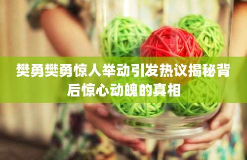 樊勇樊勇惊人举动引发热议揭秘背后惊心动魄的真相