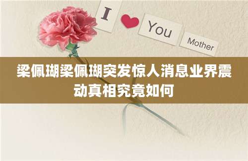 梁佩瑚梁佩瑚突发惊人消息业界震动真相究竟如何