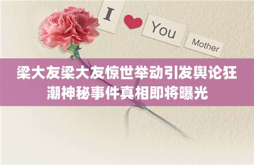 梁大友梁大友惊世举动引发舆论狂潮神秘事件真相即将曝光