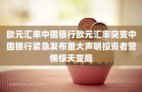欧元汇率中国银行欧元汇率突变中国银行紧急发布重大声明投资者警惕惊天变局