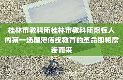 桂林市教科所桂林市教科所爆惊人内幕一场颠覆传统教育的革命即将席卷而来