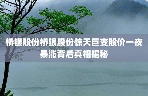 桥银股份桥银股份惊天巨变股价一夜暴涨背后真相揭秘