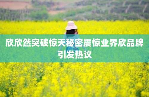 欣欣然突破惊天秘密震惊业界欣品牌引发热议