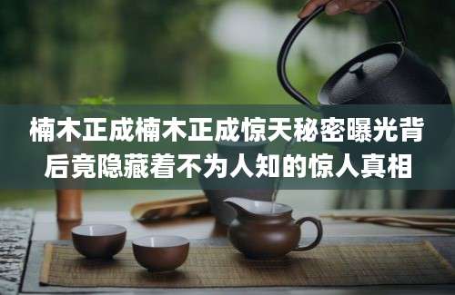 楠木正成楠木正成惊天秘密曝光背后竟隐藏着不为人知的惊人真相