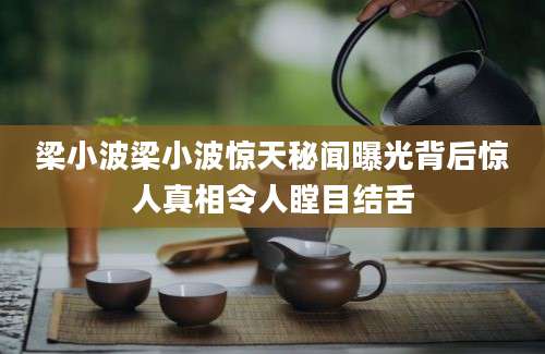 梁小波梁小波惊天秘闻曝光背后惊人真相令人瞠目结舌