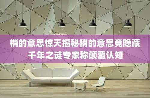 梢的意思惊天揭秘梢的意思竟隐藏千年之谜专家称颠覆认知