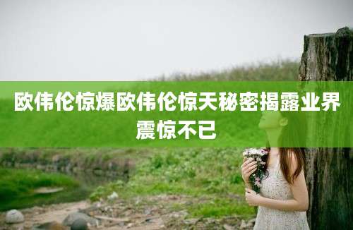 欧伟伦惊爆欧伟伦惊天秘密揭露业界震惊不已