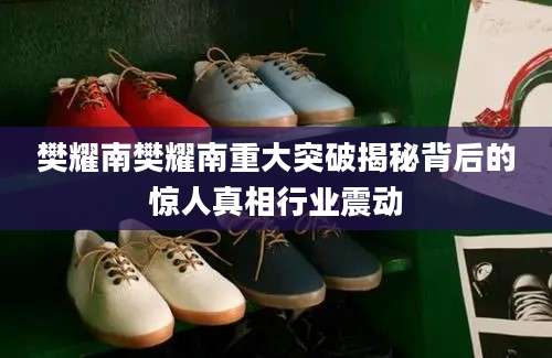 樊耀南樊耀南重大突破揭秘背后的惊人真相行业震动