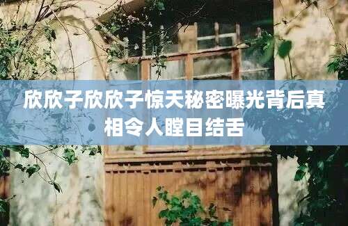 欣欣子欣欣子惊天秘密曝光背后真相令人瞠目结舌
