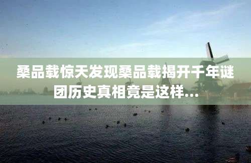 桑品载惊天发现桑品载揭开千年谜团历史真相竟是这样...