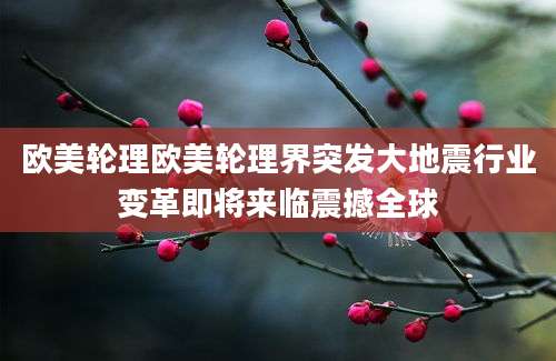 欧美轮理欧美轮理界突发大地震行业变革即将来临震撼全球