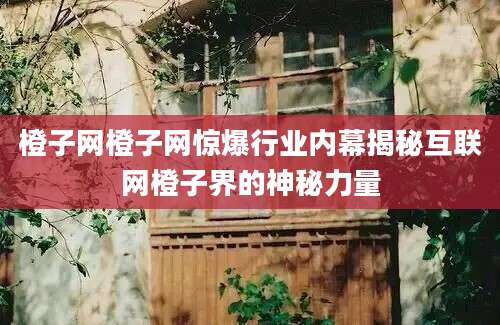 橙子网橙子网惊爆行业内幕揭秘互联网橙子界的神秘力量